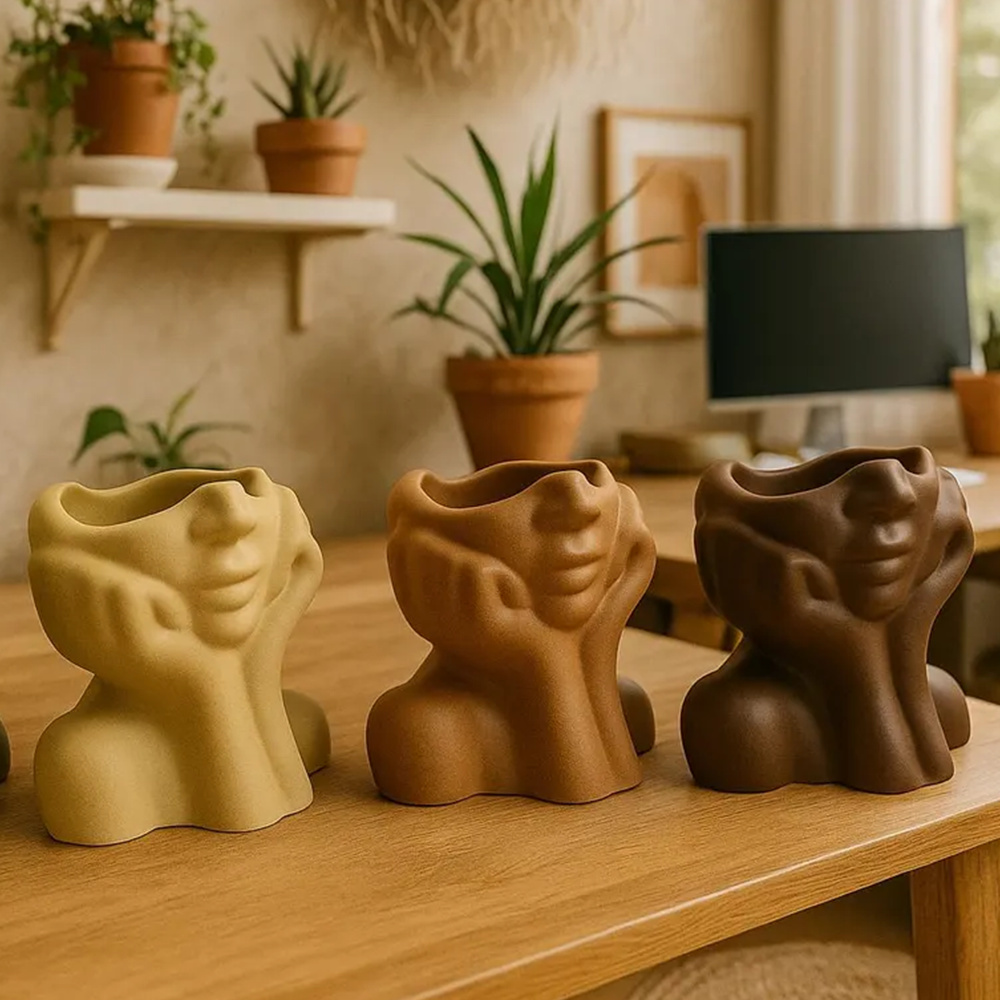 Abstract Face Planter Pot Sili - Echeveria Succulent 评论和价格